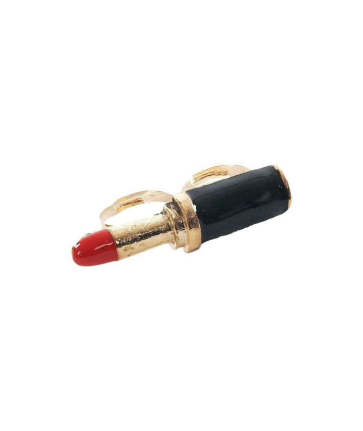 goudkleurig Lucky Lips metalen 2-vinger ring