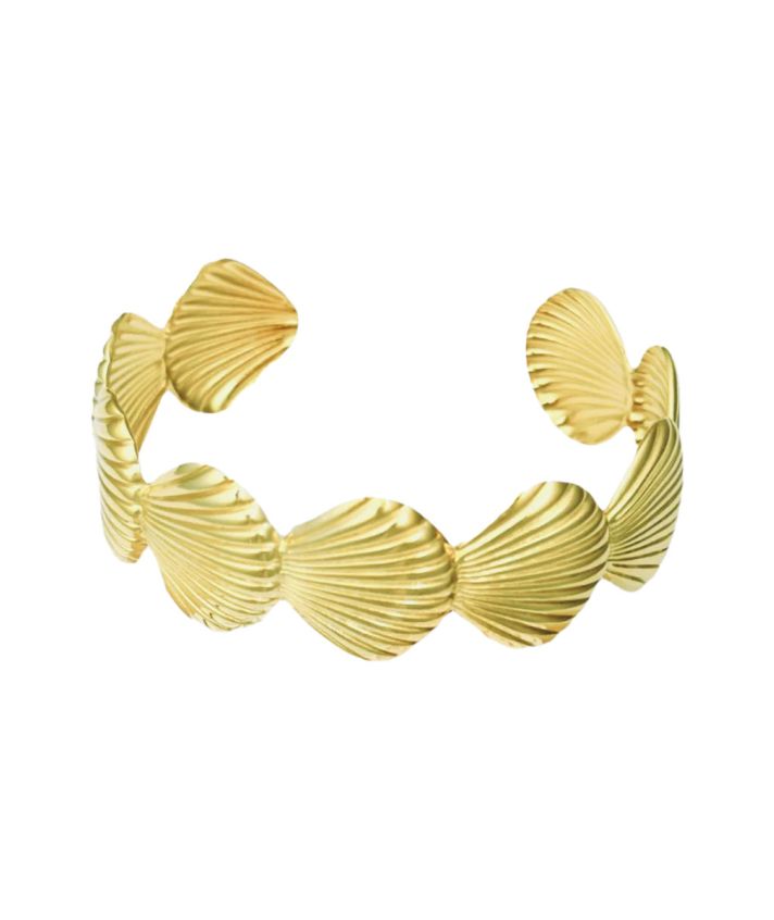 Goudkleurige bangle armband met schelpen