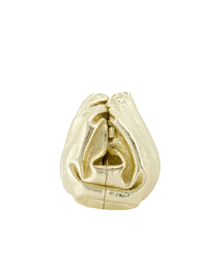 Metallic leren clutch in goud