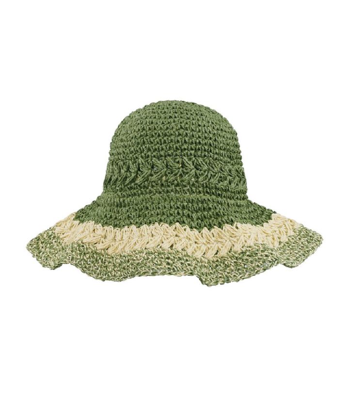 Gehaakt strohoedje in groen