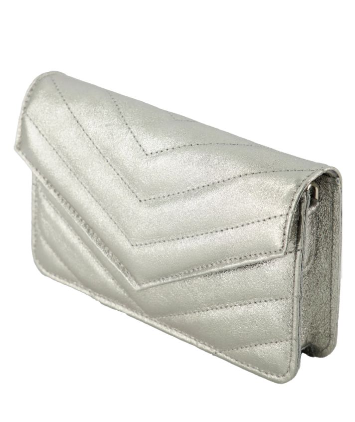 Louise metallic lederen cluch/crossbody tas