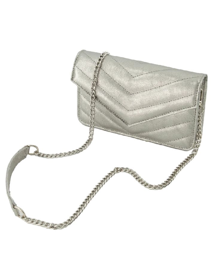 Louise metallic lederen cluch/crossbody tas