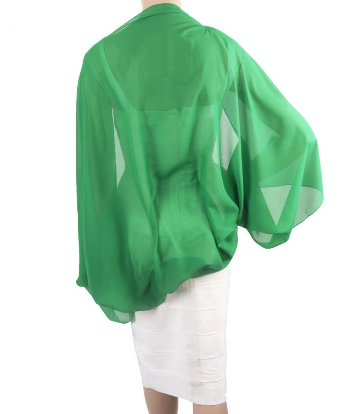 Biljartgroene bolero stola van crêpe voile