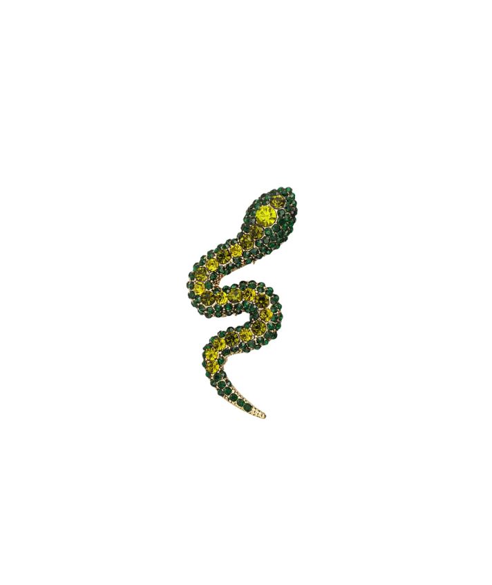 Slang broche met strass in groen