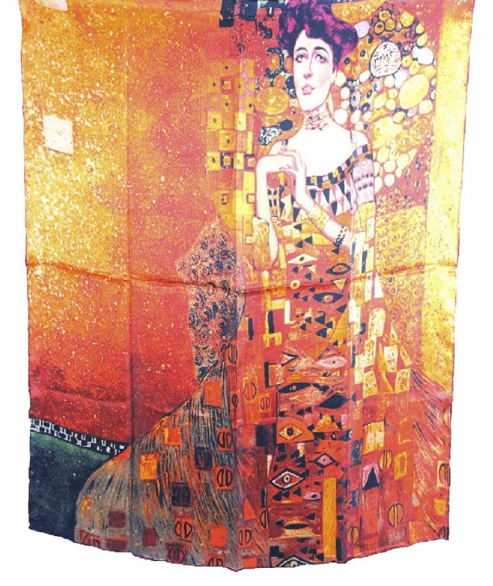 Vierkante sjaal met print van ''Portret van Adèle Bloch-Bauer I'' van Gustav Klimt