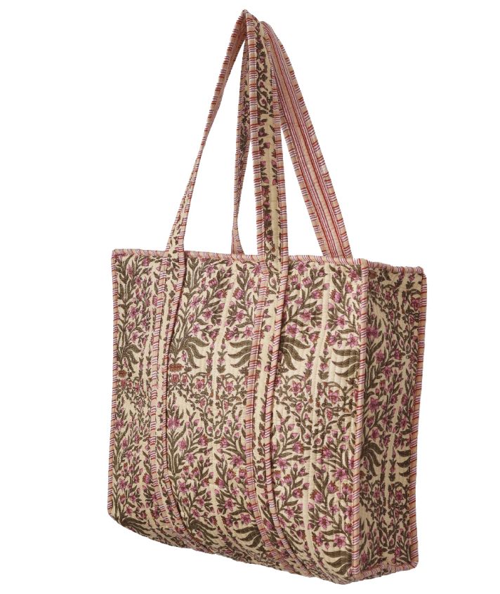 Gewatteerde schoudertas/shopper met bloementjes