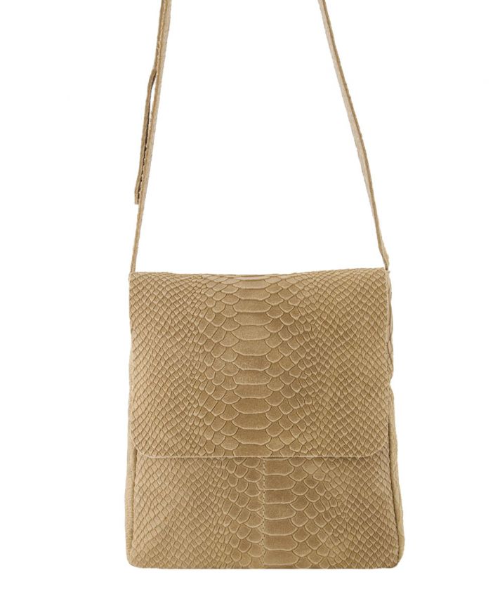 Hailey croco schoudertas in beige