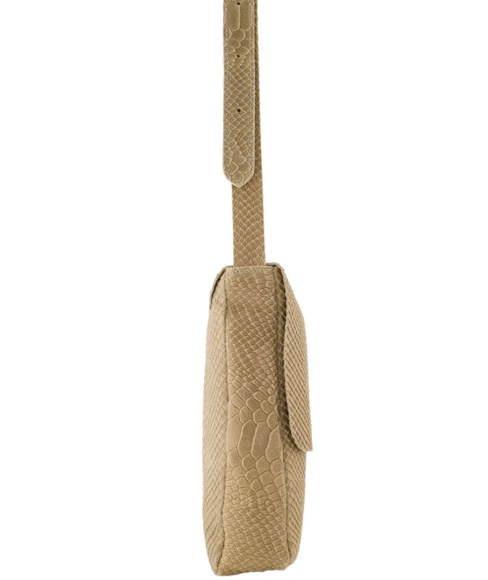 Hailey croco schoudertas in beige