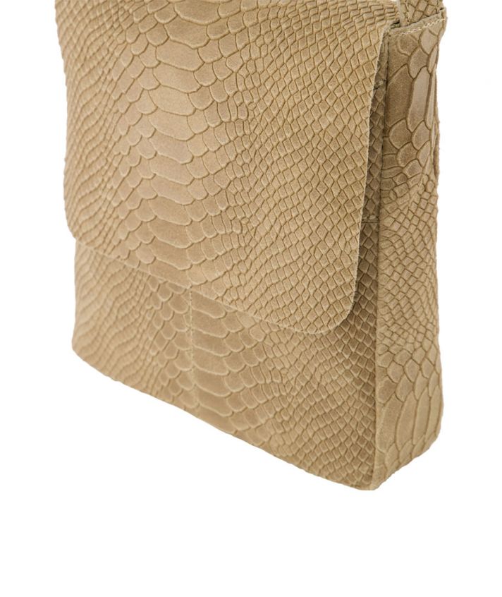 Hailey croco schoudertas in beige