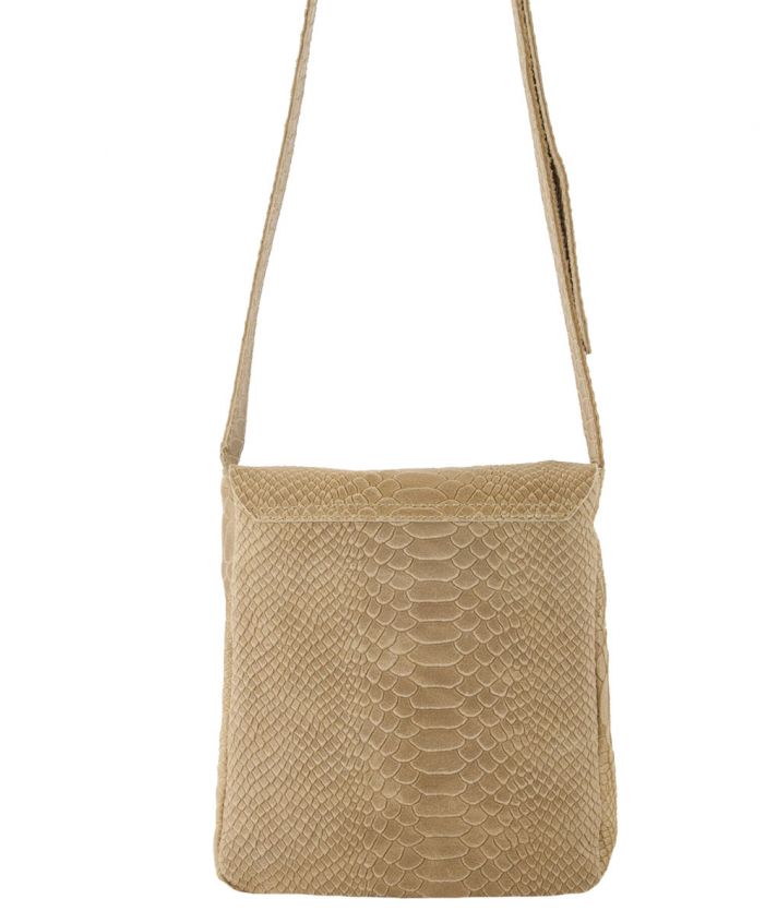 Hailey croco schoudertas in beige