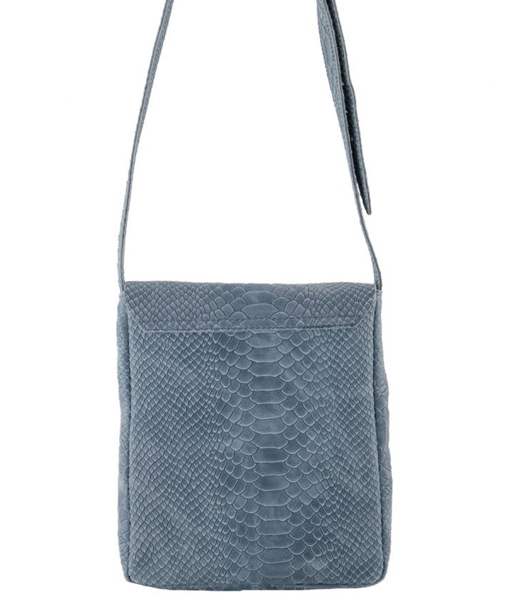 Hailey croco schoudertas in jeansblauw