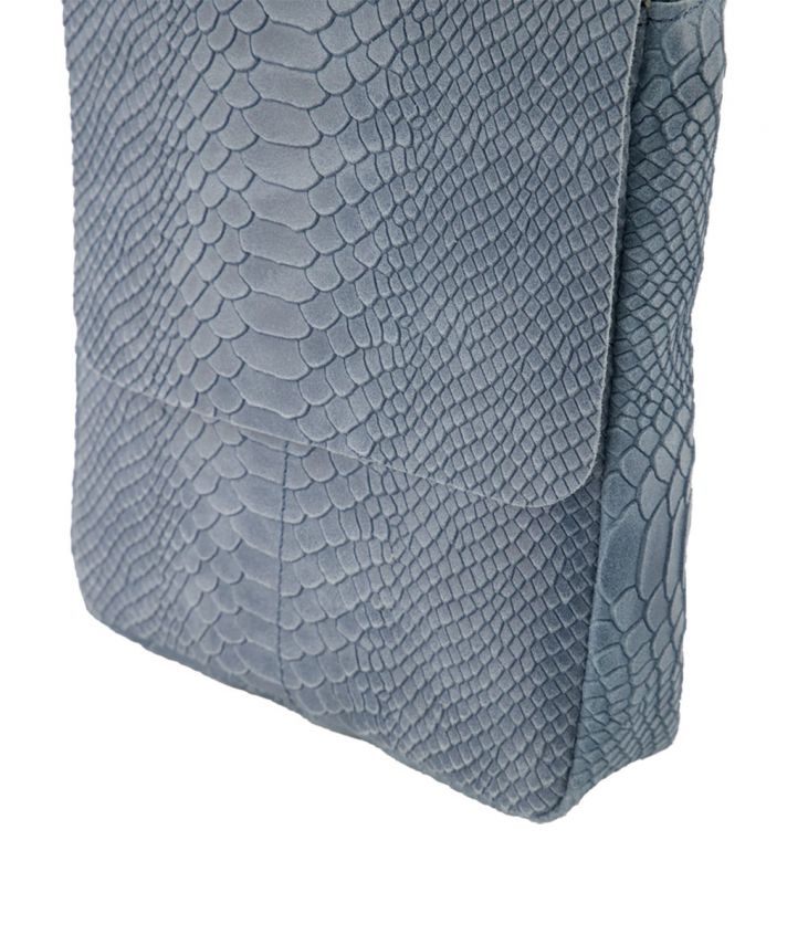 Hailey croco schoudertas in jeansblauw