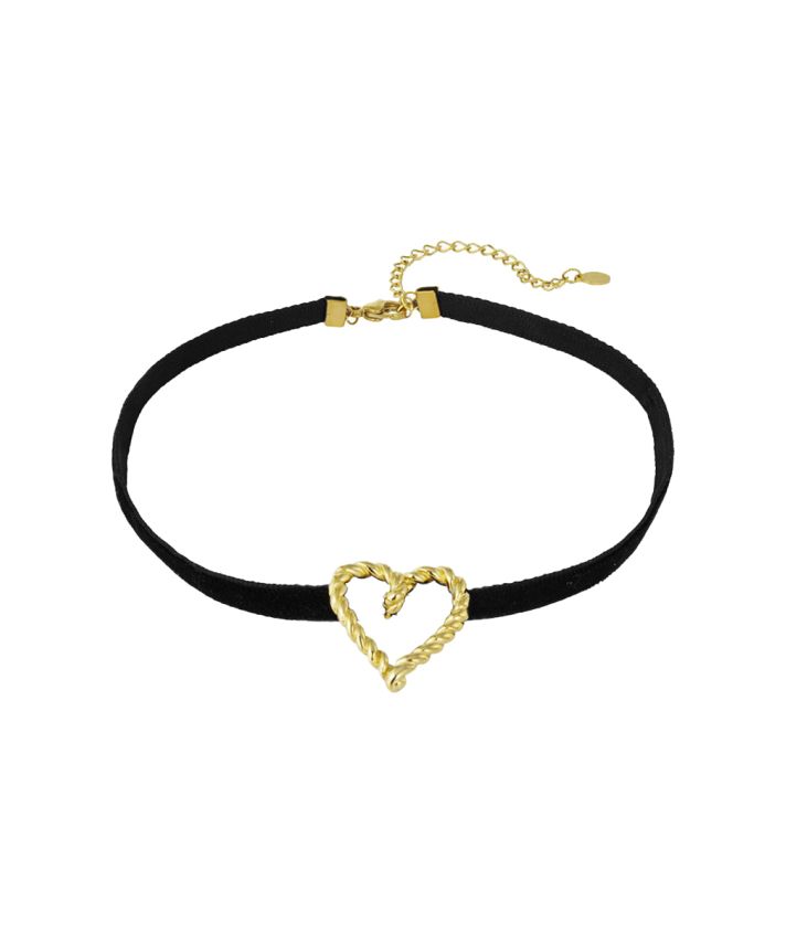 Velvet choker ketting met hartje