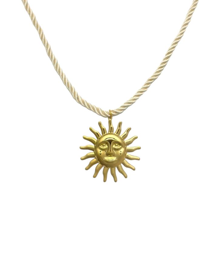 Touw ketting in ivoor met zon