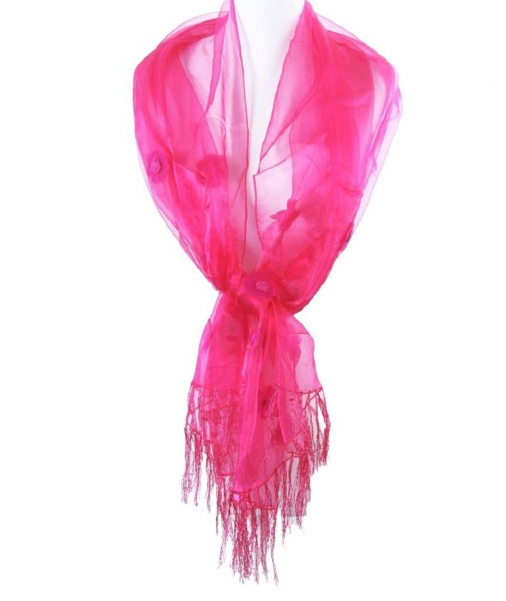 Hardroze organza stola afgewerkt met bloemetjes