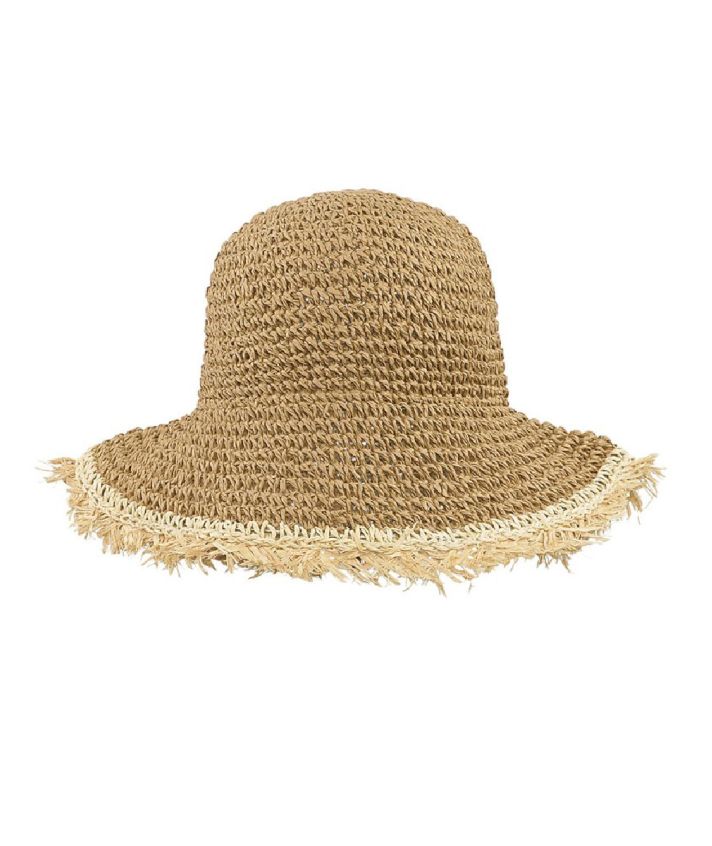 Camel strohoedje met elegante randafwerking