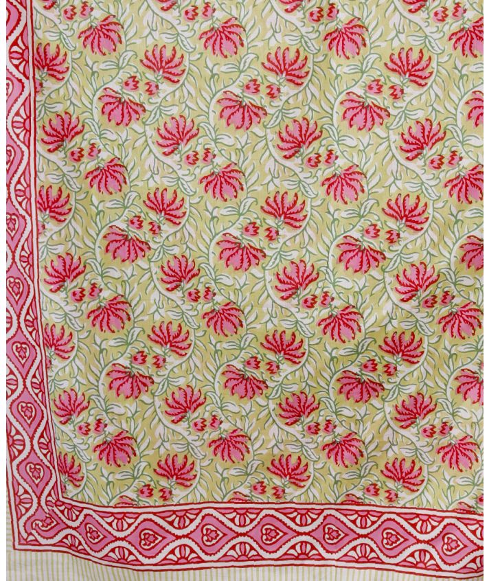 Iris sarong in olijfgroen en roze