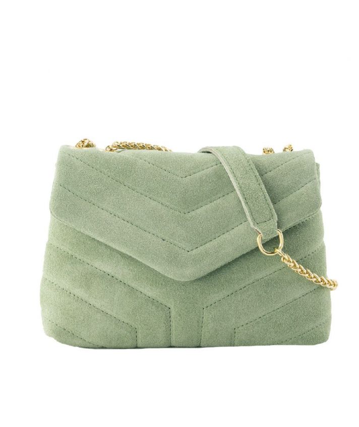 Suede tas in jadegroen