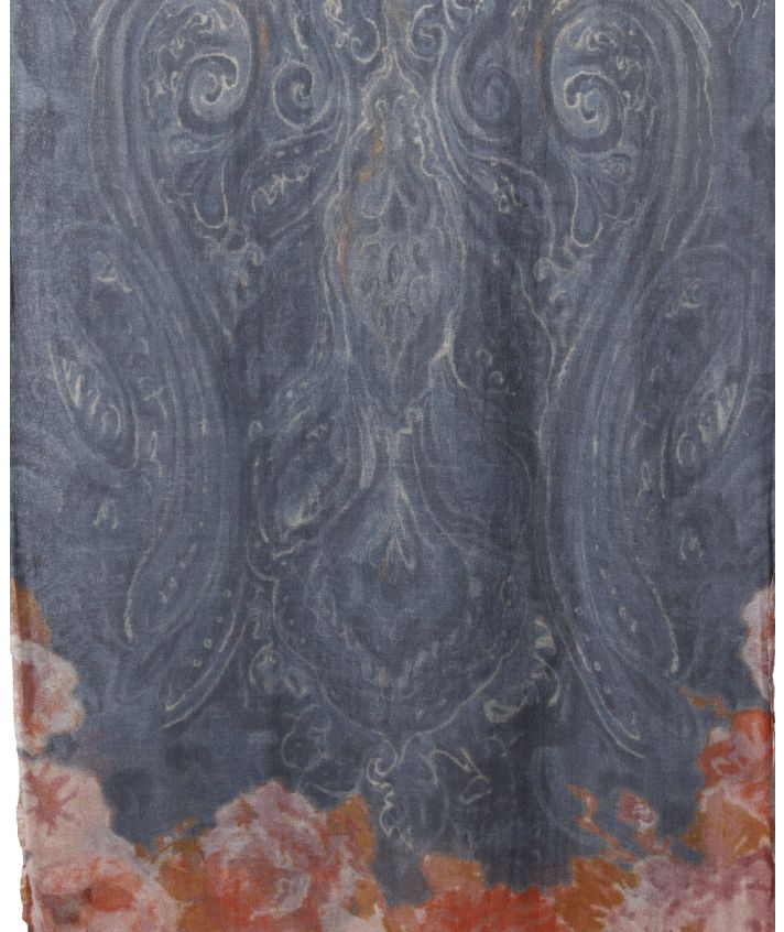 Wollen mousseline sjaal in denimblauw 