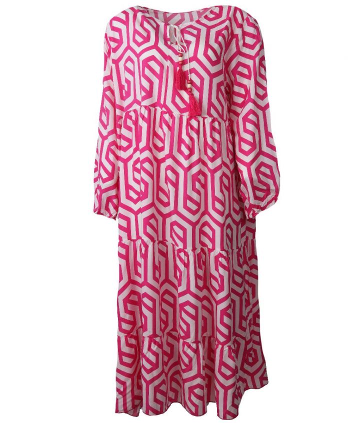 Maxijurk met ornament print in roze