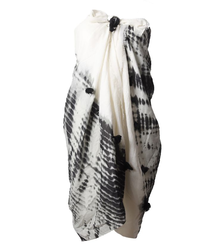 Katoenen pareo met tie-dye print in zwart