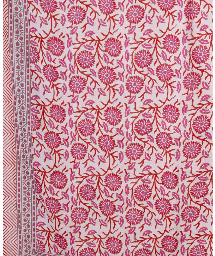 Katoenen sarong floral print in rood en roze