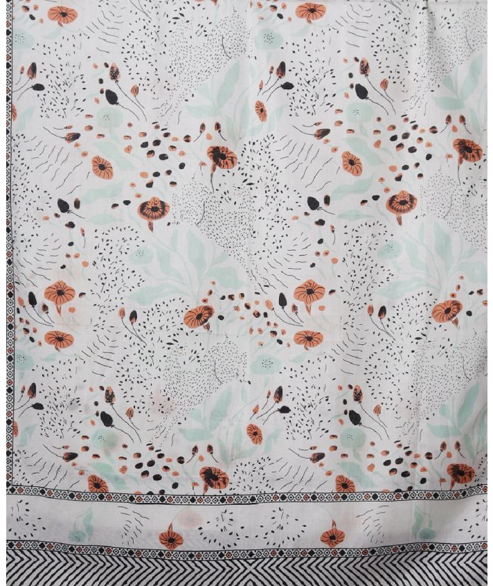 Katoenen sarong met illustrated bloemenprint