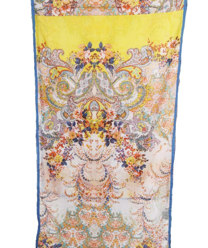 Katoenen sjaal met paisley- en floralprint