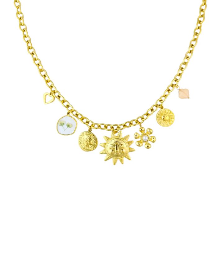 Goudkleurige ketting met zonnige bedels