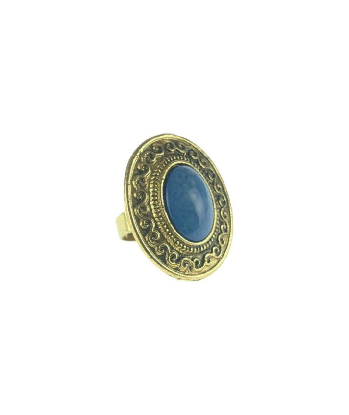 koperen ring met blauwe steen