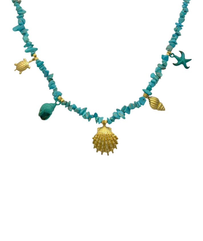 Statement koraal ketting in turquoise