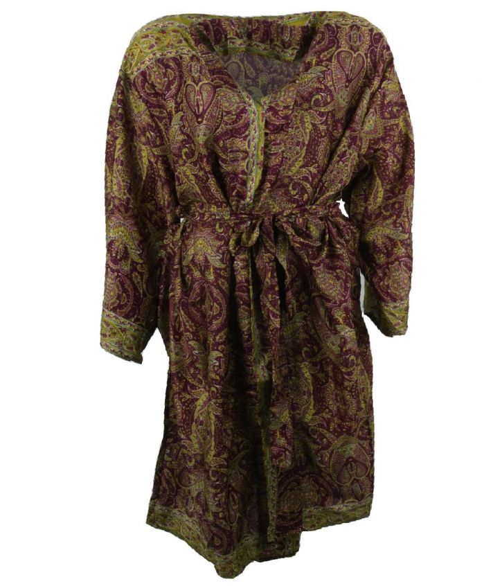 Zijde-blend kimono met paisley in limegroen