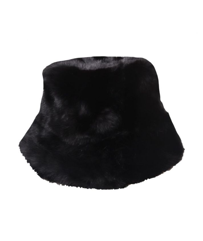 Imitatie kunstbont buckethat- zwart