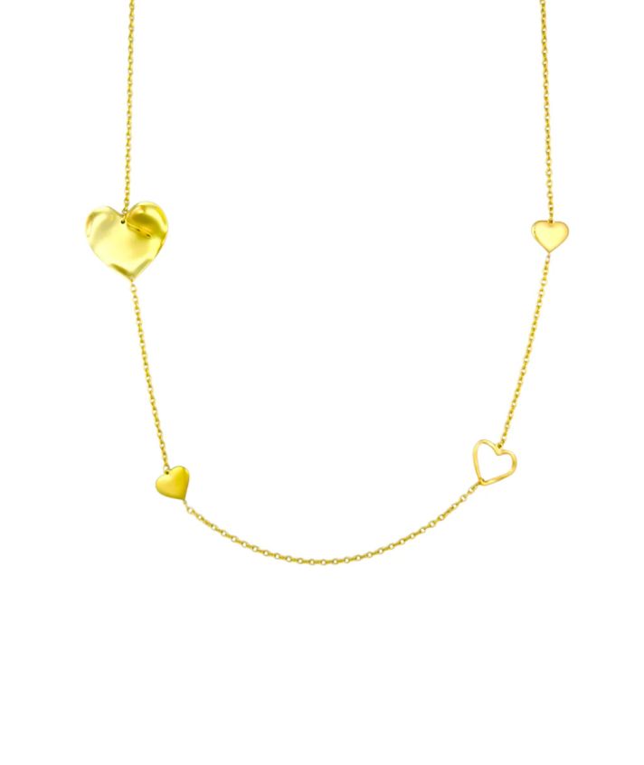 Goudkleurige lange ketting met hartjes