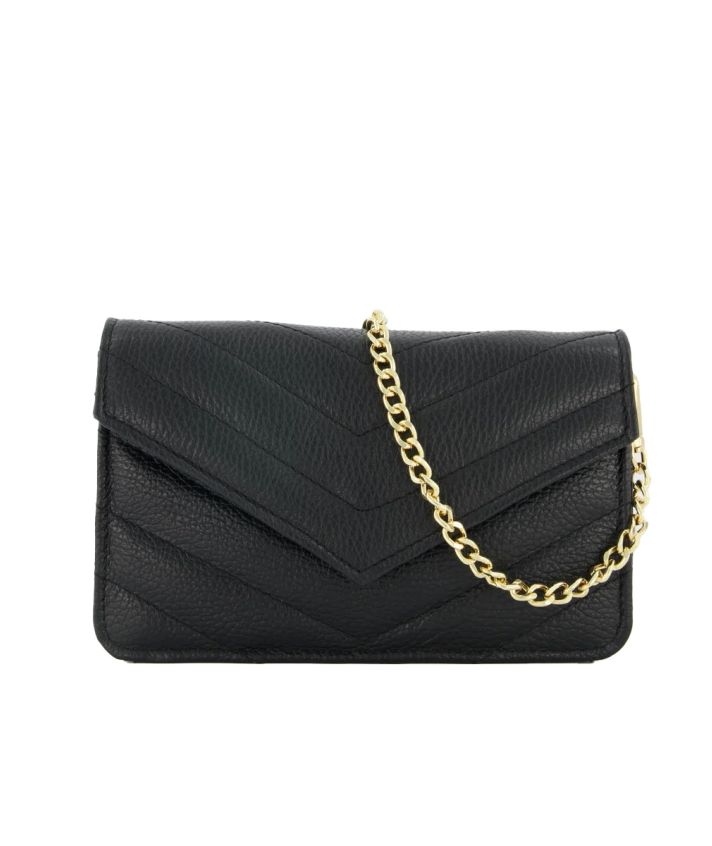 Lederen crossbody clutch in zwart