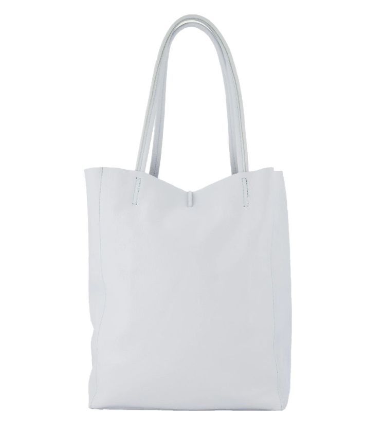 Lederen shopper in zachtblauw