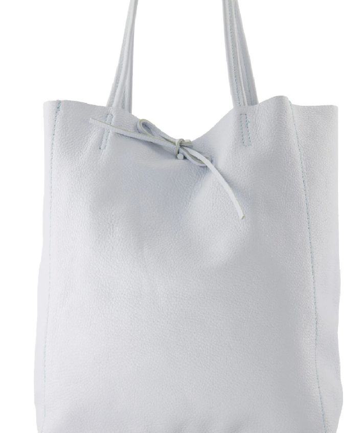 Lederen shopper in zachtblauw