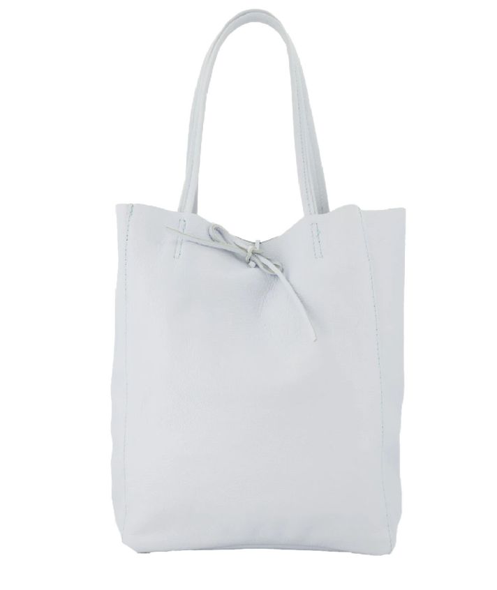 Lederen shopper in zachtblauw
