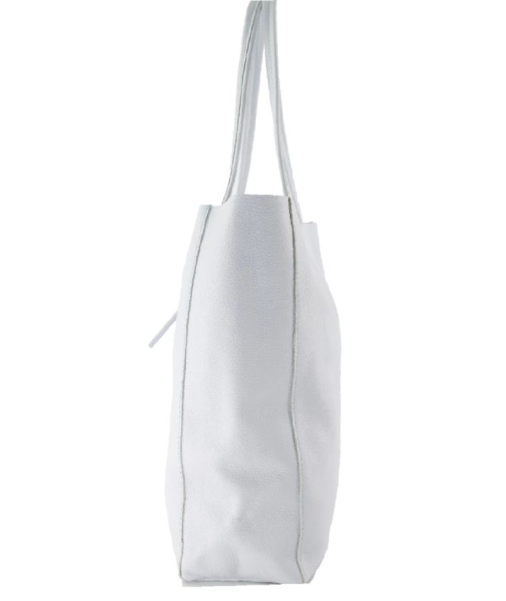 Lederen shopper in zachtblauw