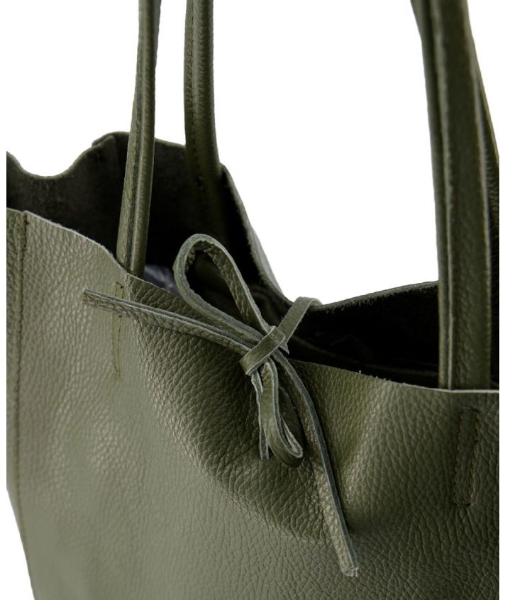 Lederen shopper in legergroen