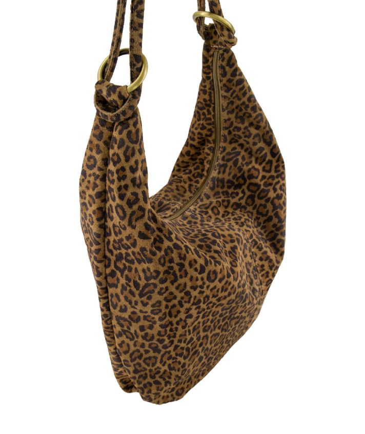 Suède shopper tas met luipaardprint