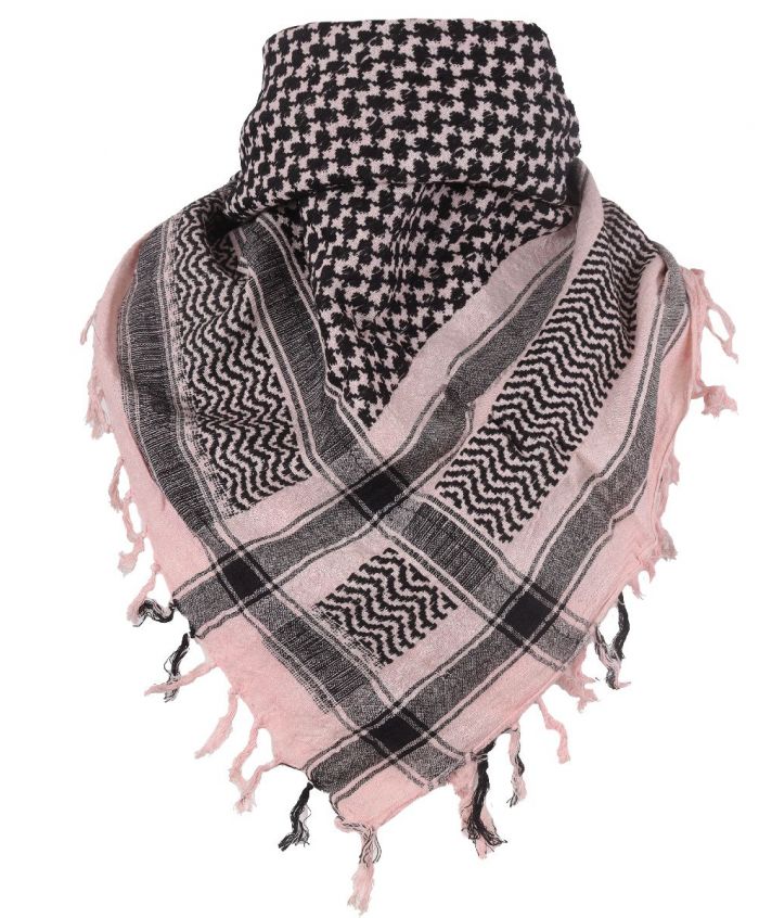 Arafat/PLO sjaal in licht-oudroze en zwart