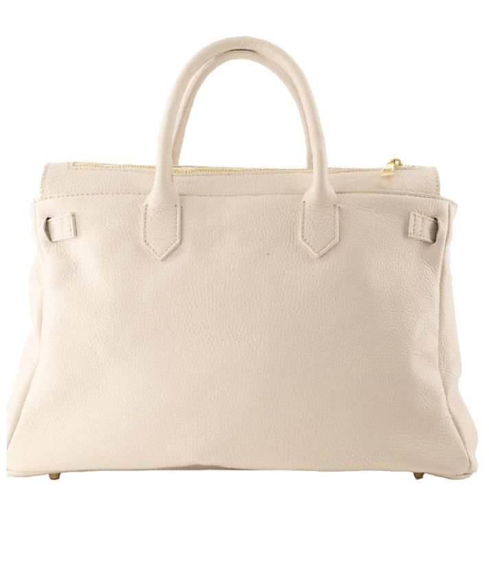 Yara large lederen handtas – Lichtbeige