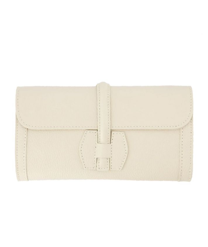 Lichtbeige lederen clutch