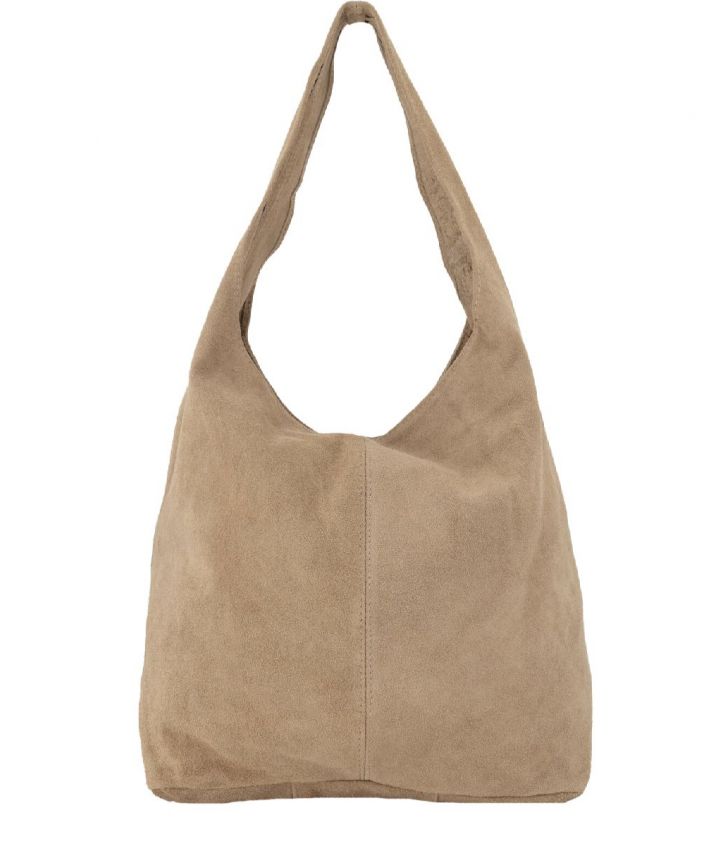 Lichtbeige suède shopper met rits