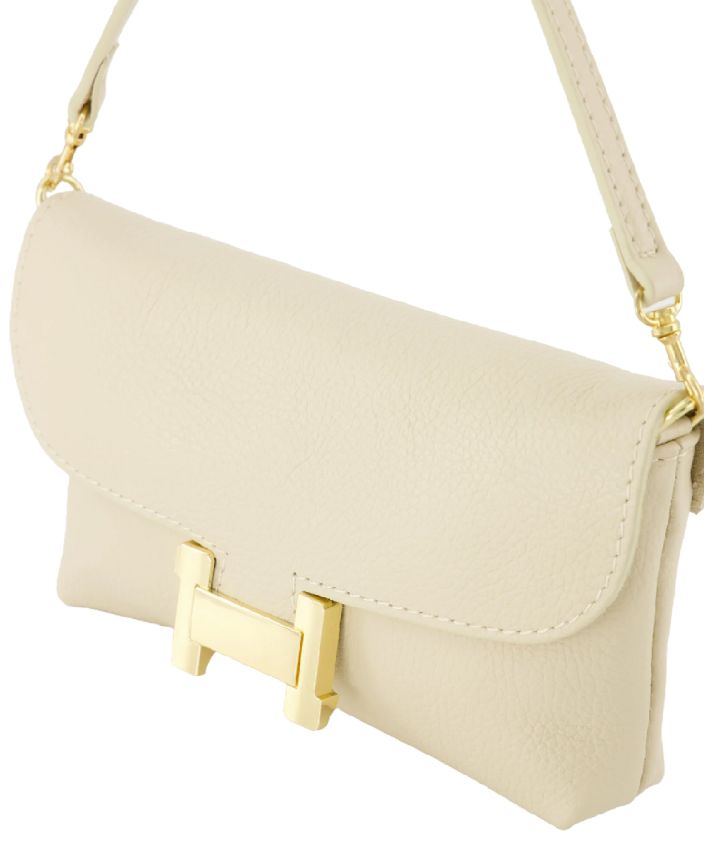 Helene lederen clutch in lichtbeige