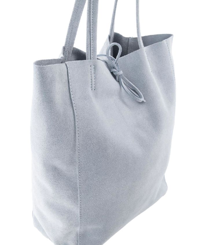 Suède shopper in zachtblauw