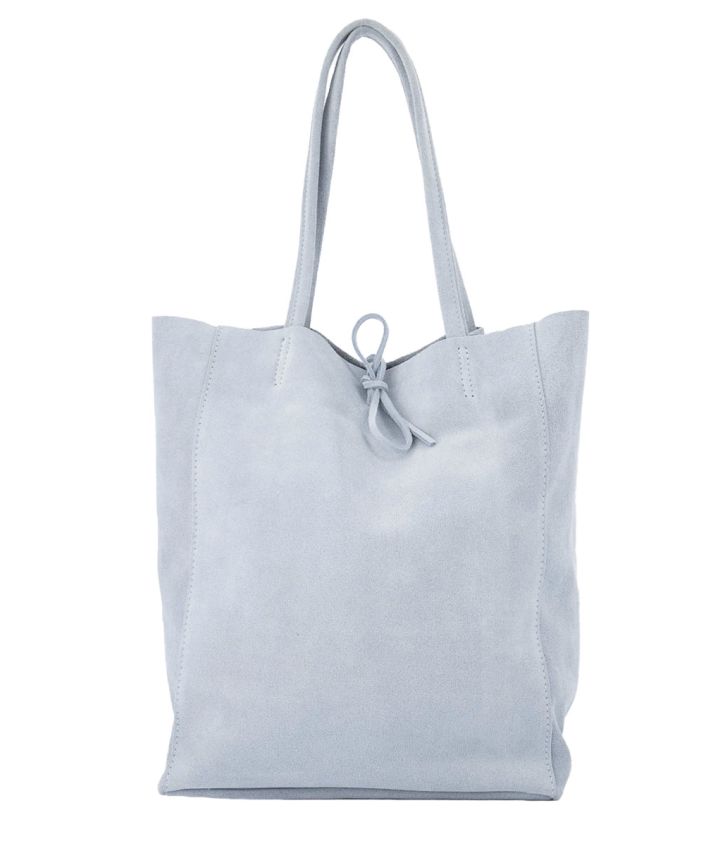 Suède shopper in zachtblauw