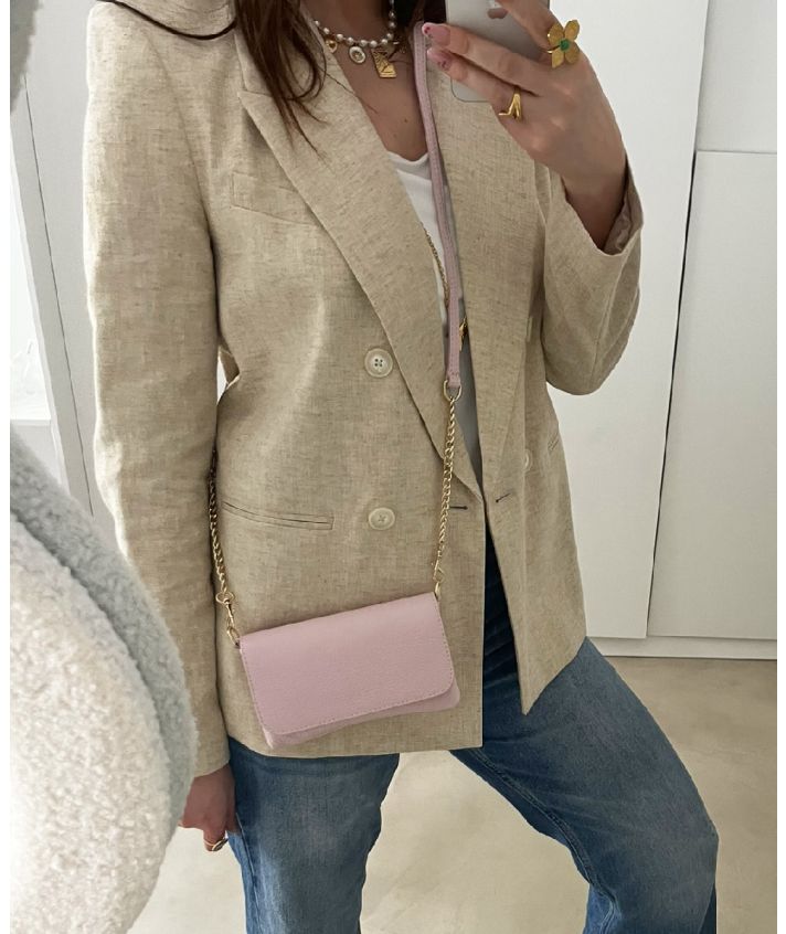 Donkergrijze lederen clutch