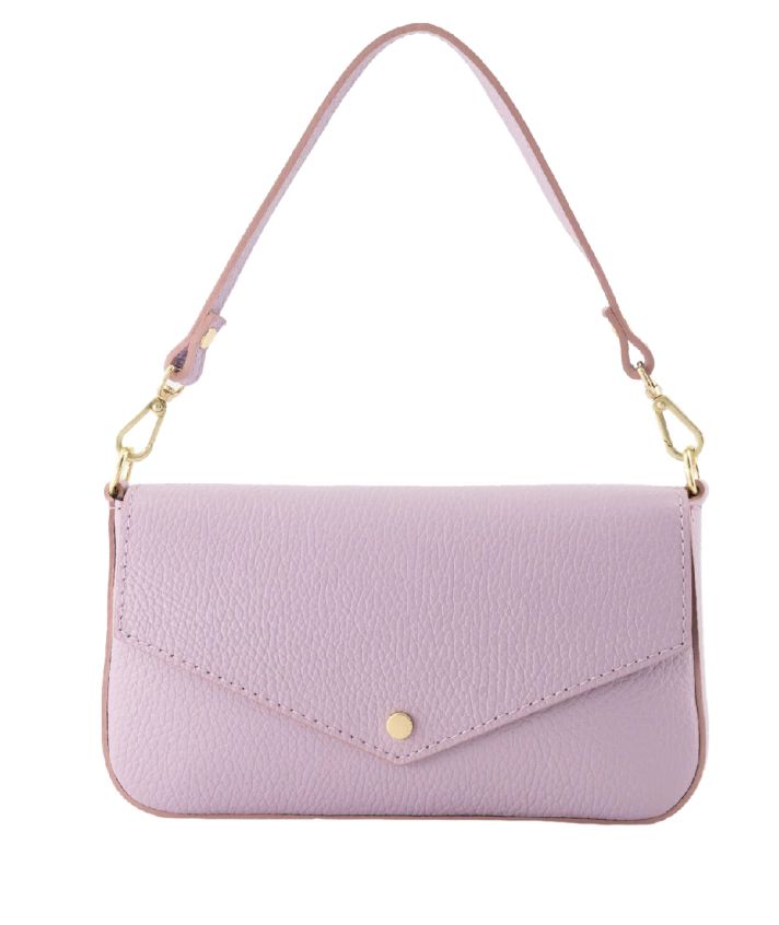 Leren envelop clutch in de kleur lila